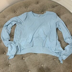 FP Movement by Free People Powder Blue Tie-Cuff Long Sleeve Sweatshirt
